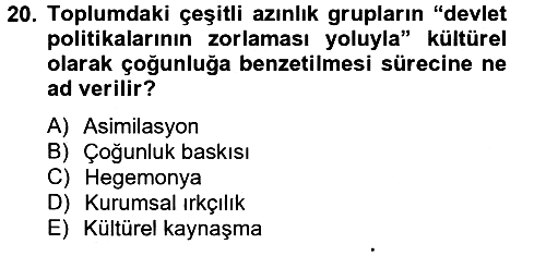 İnsan ve Toplum 2012-2013 Dönem Sonu Sınavı - 20. soru