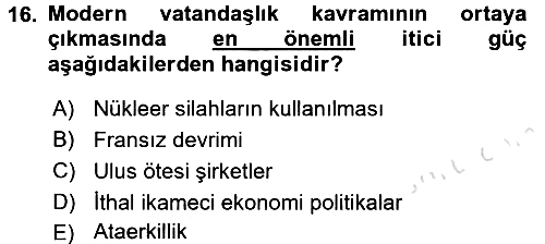 İnsan ve Toplum 2015-2016 Dönem Sonu Sınavı - 16. soru