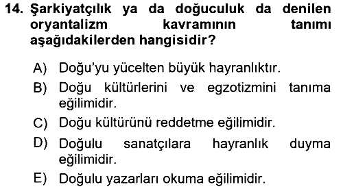 Kültür Tarihi 2016-2017 3 Ders Sınavı - 14. soru