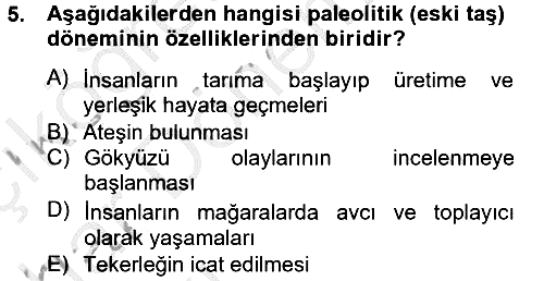 Kültür Tarihi 2012-2013 Ara Sınav - 5. soru