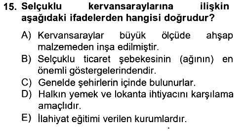 Kültür Tarihi 2012-2013 Ara Sınav - 15. soru
