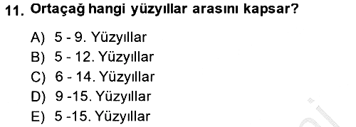 Kültür Tarihi 2013-2014 Ara Sınav - 11. soru