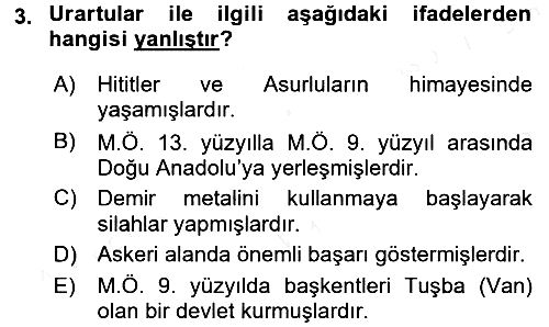 Kültür Tarihi 2015-2016 Ara Sınav - 3. soru