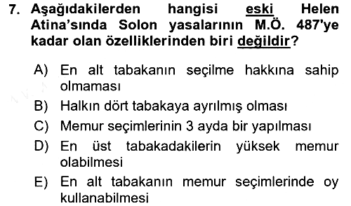 Kültür Tarihi 2017-2018 Ara Sınav - 7. soru