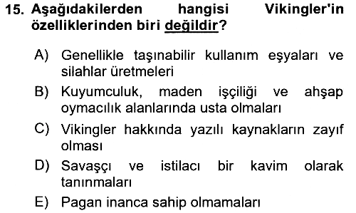 Kültür Tarihi 2017-2018 Ara Sınav - 15. soru