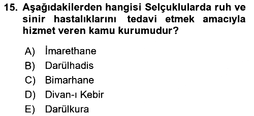 Kültür Tarihi 2023-2024 Ara Sınav - 15. soru