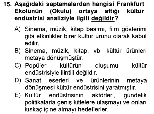 Kültür Tarihi 2012-2013 Dönem Sonu Sınavı - 15. soru