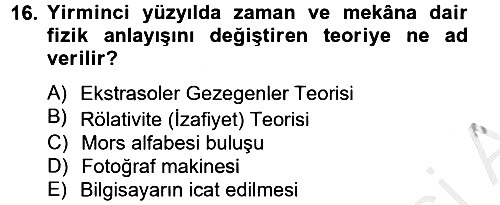 Kültür Tarihi 2012-2013 Dönem Sonu Sınavı - 16. soru