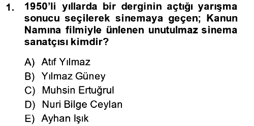 Kültür Tarihi 2014-2015 Dönem Sonu Sınavı - 1. soru