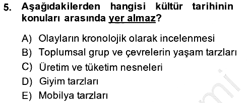 Kültür Tarihi 2014-2015 Dönem Sonu Sınavı - 5. soru