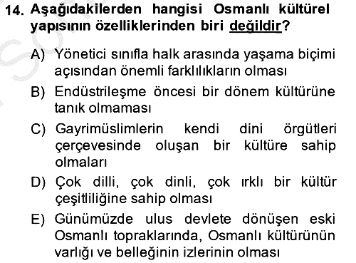 Kültür Tarihi 2014-2015 Dönem Sonu Sınavı - 14. soru