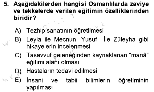 Kültür Tarihi 2015-2016 Dönem Sonu Sınavı - 5. soru