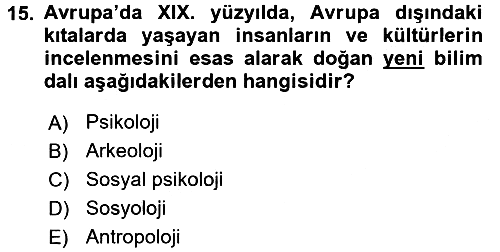 Kültür Tarihi 2016-2017 Dönem Sonu Sınavı - 15. soru