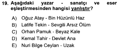 Kültür Tarihi 2017-2018 Dönem Sonu Sınavı - 19. soru