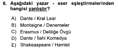 Kültür Tarihi 2023-2024 Dönem Sonu Sınavı - 6. soru