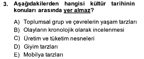 Kültür Tarihi 2014-2015 Tek Ders Sınavı - 3. soru