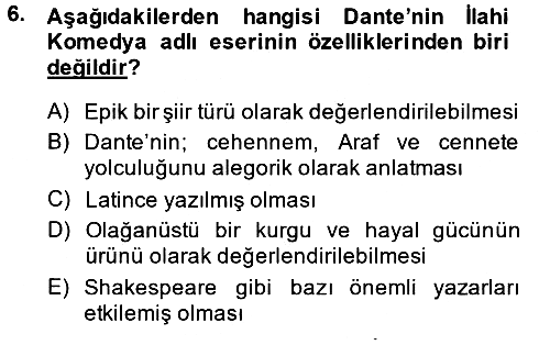 Kültür Tarihi 2014-2015 Tek Ders Sınavı - 6. soru