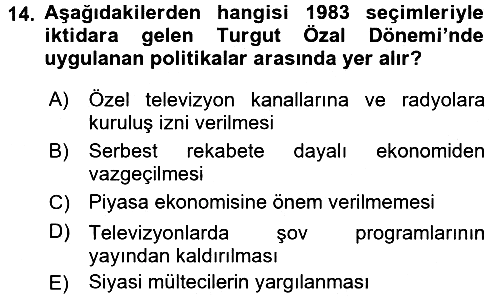 Kültür Tarihi 2015-2016 Tek Ders Sınavı - 14. soru