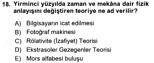 Kültür Tarihi 2015-2016 Tek Ders Sınavı - 18. soru
