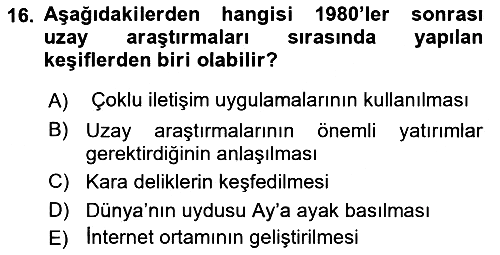 Kültür Tarihi 2020-2021 Yaz Okulu Sınavı - 16. soru