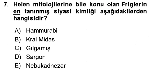 Kültür Tarihi 2025-2026 Ara Sınav - 7. soru