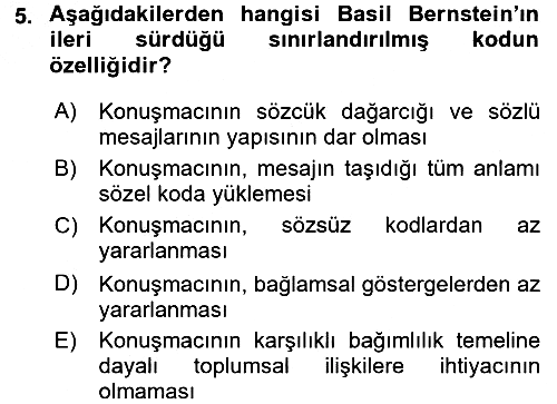 Kültürlerarası İletişim 2016-2017 3 Ders Sınavı - 5. soru