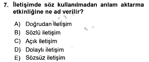 Kültürlerarası İletişim 2016-2017 3 Ders Sınavı - 7. soru