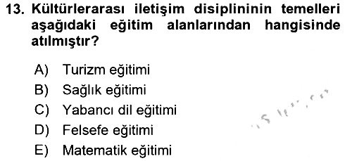 Kültürlerarası İletişim 2016-2017 3 Ders Sınavı - 13. soru