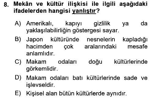 Kültürlerarası İletişim 2018-2019 3 Ders Sınavı - 8. soru