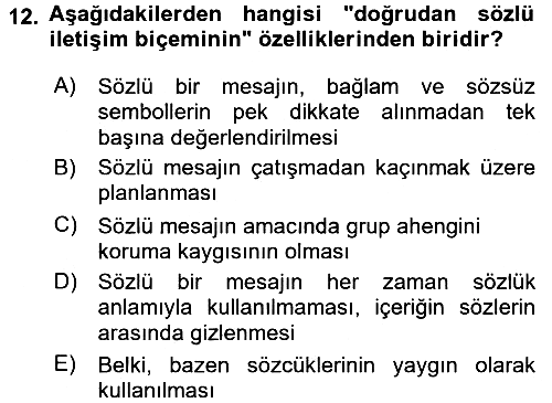 Kültürlerarası İletişim 2018-2019 3 Ders Sınavı - 12. soru
