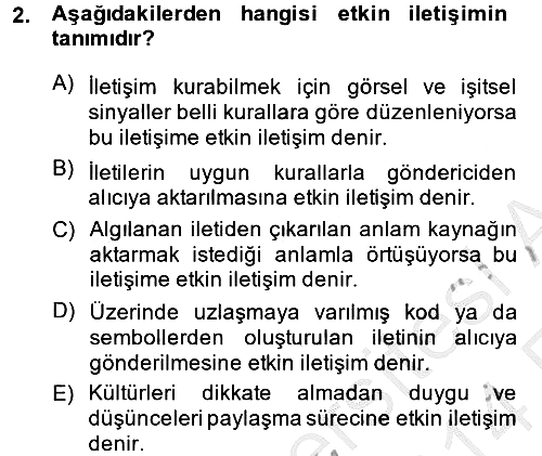 Kültürlerarası İletişim 2013-2014 Ara Sınav - 2. soru