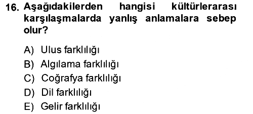 Kültürlerarası İletişim 2013-2014 Ara Sınav - 16. soru