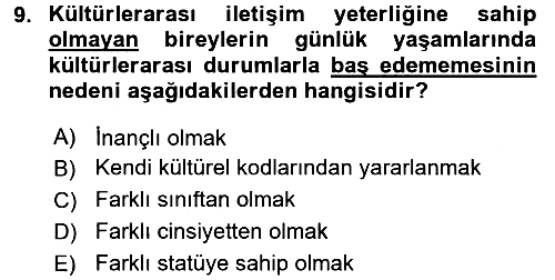 Kültürlerarası İletişim 2015-2016 Ara Sınav - 9. soru