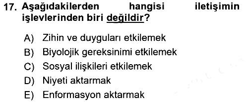 Kültürlerarası İletişim 2015-2016 Ara Sınav - 17. soru