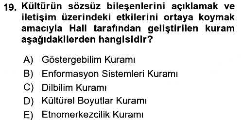 Kültürlerarası İletişim 2015-2016 Ara Sınav - 19. soru