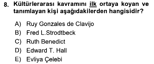 Kültürlerarası İletişim 2018-2019 Ara Sınav - 8. soru