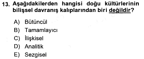 Kültürlerarası İletişim 2018-2019 Ara Sınav - 13. soru