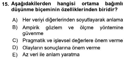 Kültürlerarası İletişim 2021-2022 Ara Sınav - 15. soru