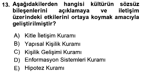 Kültürlerarası İletişim 2023-2024 Ara Sınav - 13. soru