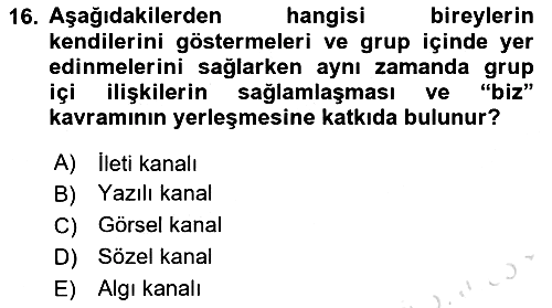 Kültürlerarası İletişim 2023-2024 Ara Sınav - 16. soru