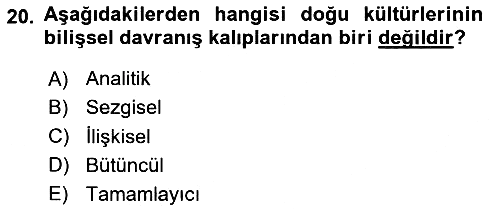 Kültürlerarası İletişim 2023-2024 Ara Sınav - 20. soru