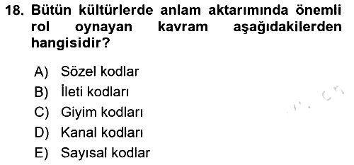 Kültürlerarası İletişim 2024-2025 Ara Sınav - 18. soru