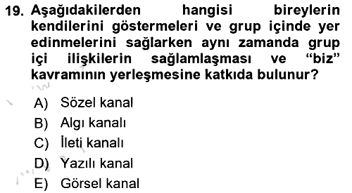 Kültürlerarası İletişim 2024-2025 Ara Sınav - 19. soru