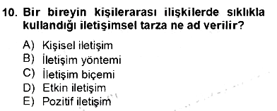 Kültürlerarası İletişim 2012-2013 Dönem Sonu Sınavı - 10. soru