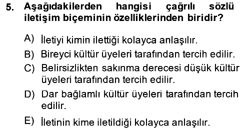Kültürlerarası İletişim 2013-2014 Dönem Sonu Sınavı - 5. soru