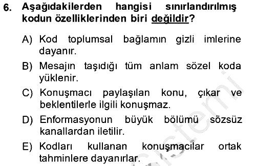 Kültürlerarası İletişim 2013-2014 Dönem Sonu Sınavı - 6. soru
