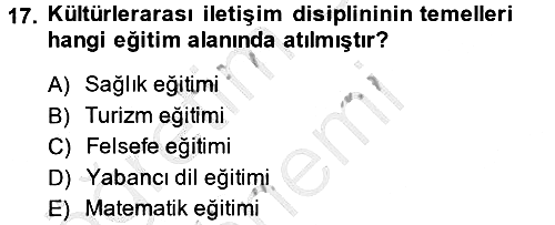 Kültürlerarası İletişim 2013-2014 Dönem Sonu Sınavı - 17. soru