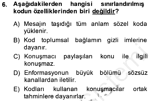 Kültürlerarası İletişim 2014-2015 Dönem Sonu Sınavı - 6. soru
