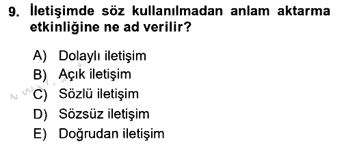 Kültürlerarası İletişim 2015-2016 Dönem Sonu Sınavı - 9. soru