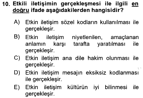 Kültürlerarası İletişim 2016-2017 Dönem Sonu Sınavı - 10. soru